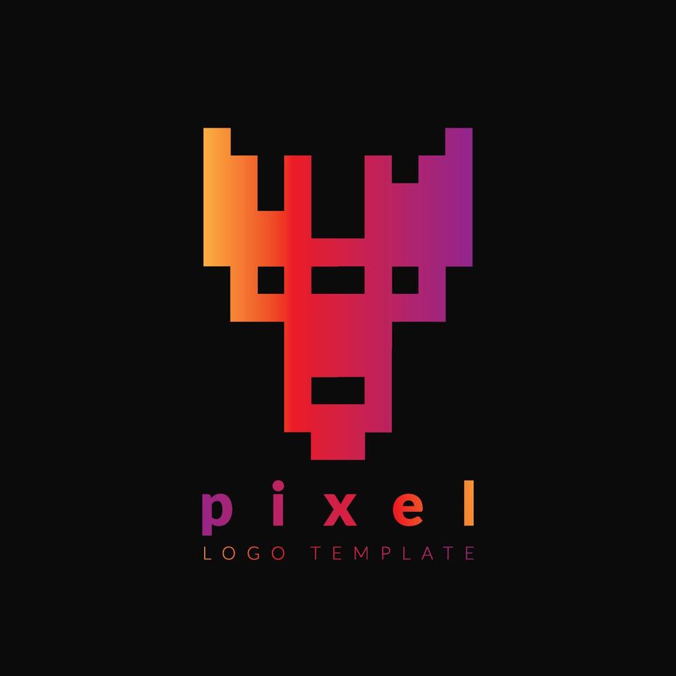 plantilla de logotipo de cara de píxel. y ilustración vectorial del logotipo inicial. bueno para el logotipo de los juegos vector