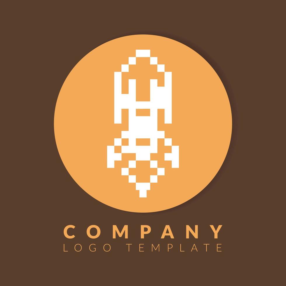 ROCKET LOOGO IN PIXEL STYLE DESIGN. SUITABLE FOR TECHNOLOGY COMPANY IDENTITY. PIXEL ROCKET BRAND vector