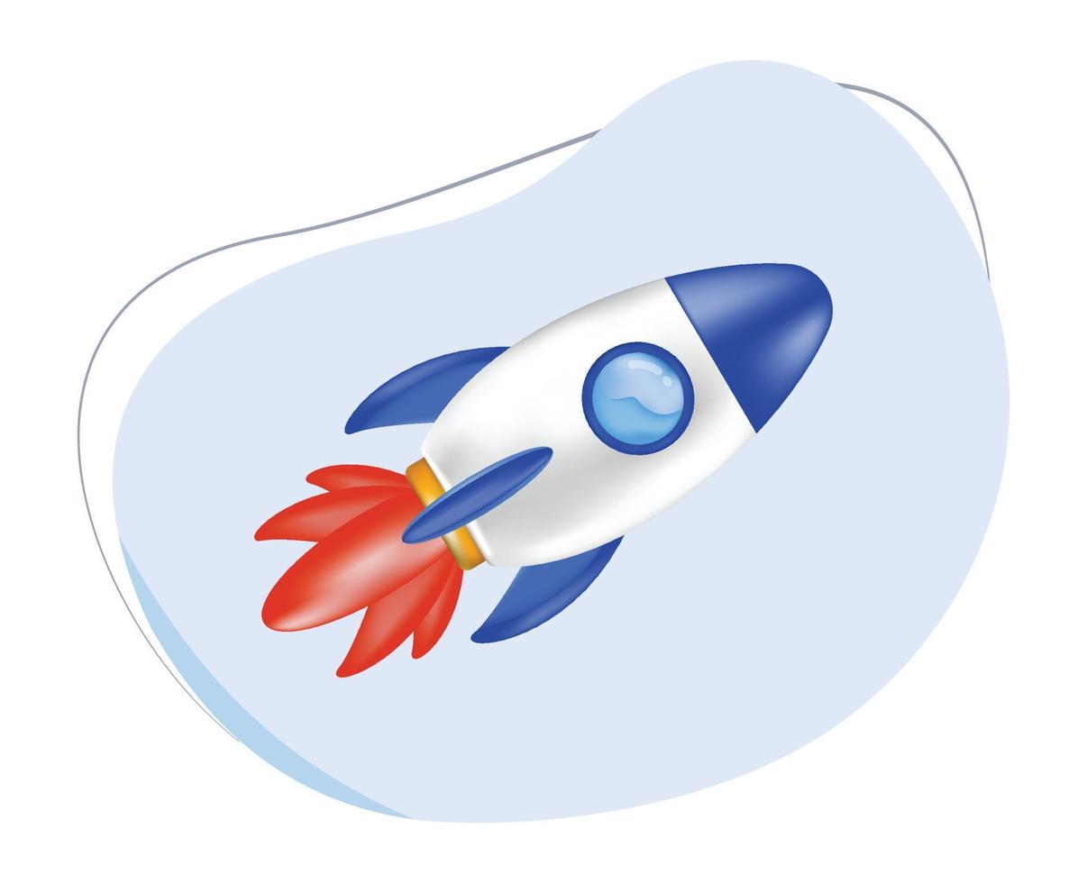 3d illustration cartoon rocket. cute rocket cartoon vector. start up vector