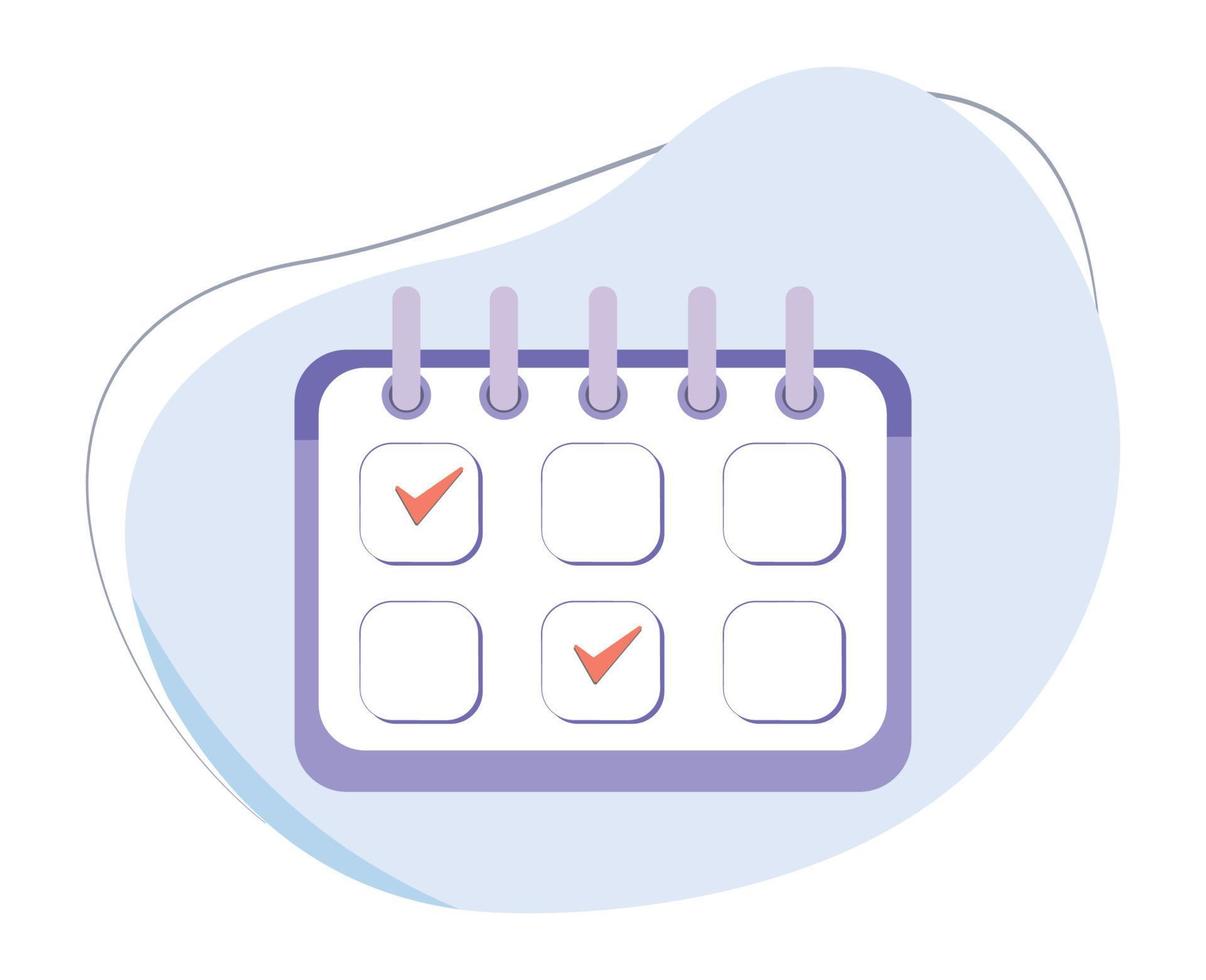 calendar vector flat icon with red check mark isolated on white background. calendar vector flat icon