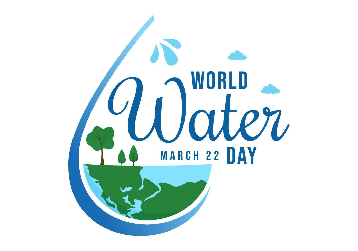 World Water Day on 5 March Illustration with Waterdrop from Earth for Web Banner or Landing Page in Flat Cartoon Hand Drawn Templates Illustration vector