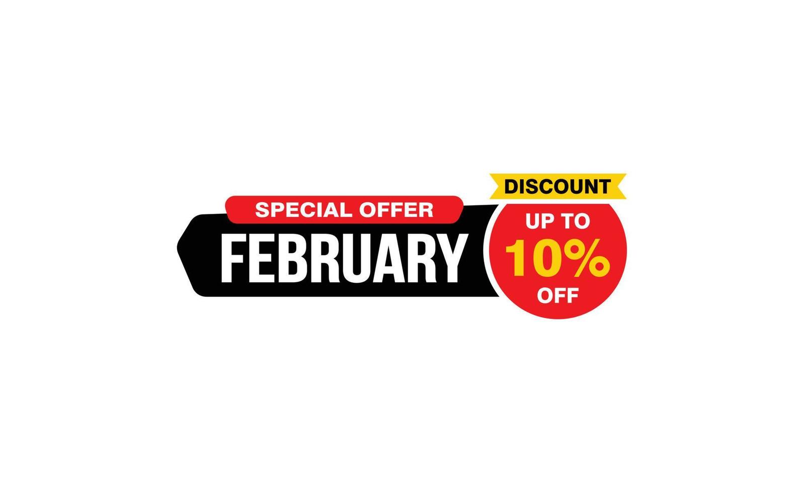 10 Percent FEBRUARY discount offer, clearance, promotion banner layout with sticker style. vector