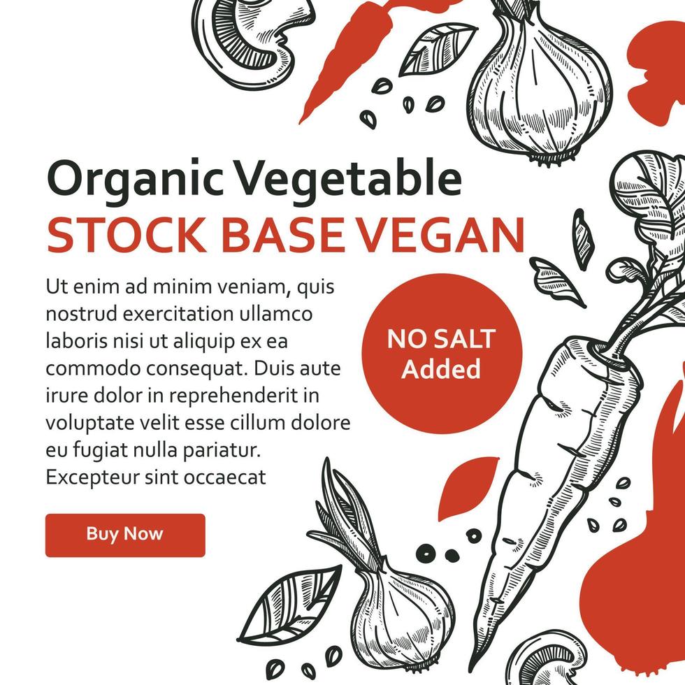 Organic vegetable stock base vegan, no salt added vector