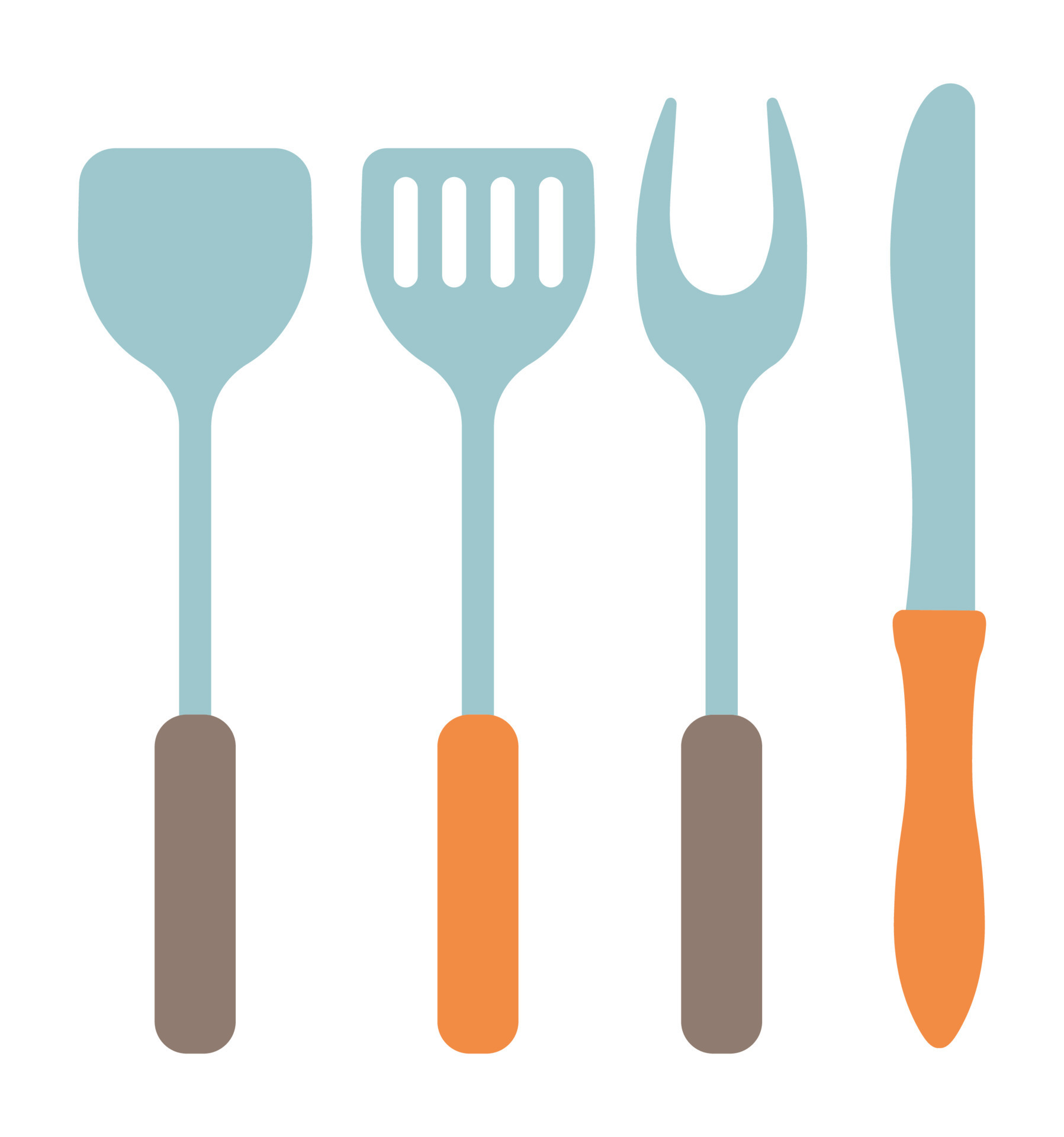 Kitchenware and cutlery, fork and knife spatula 17734354 Vector Art at