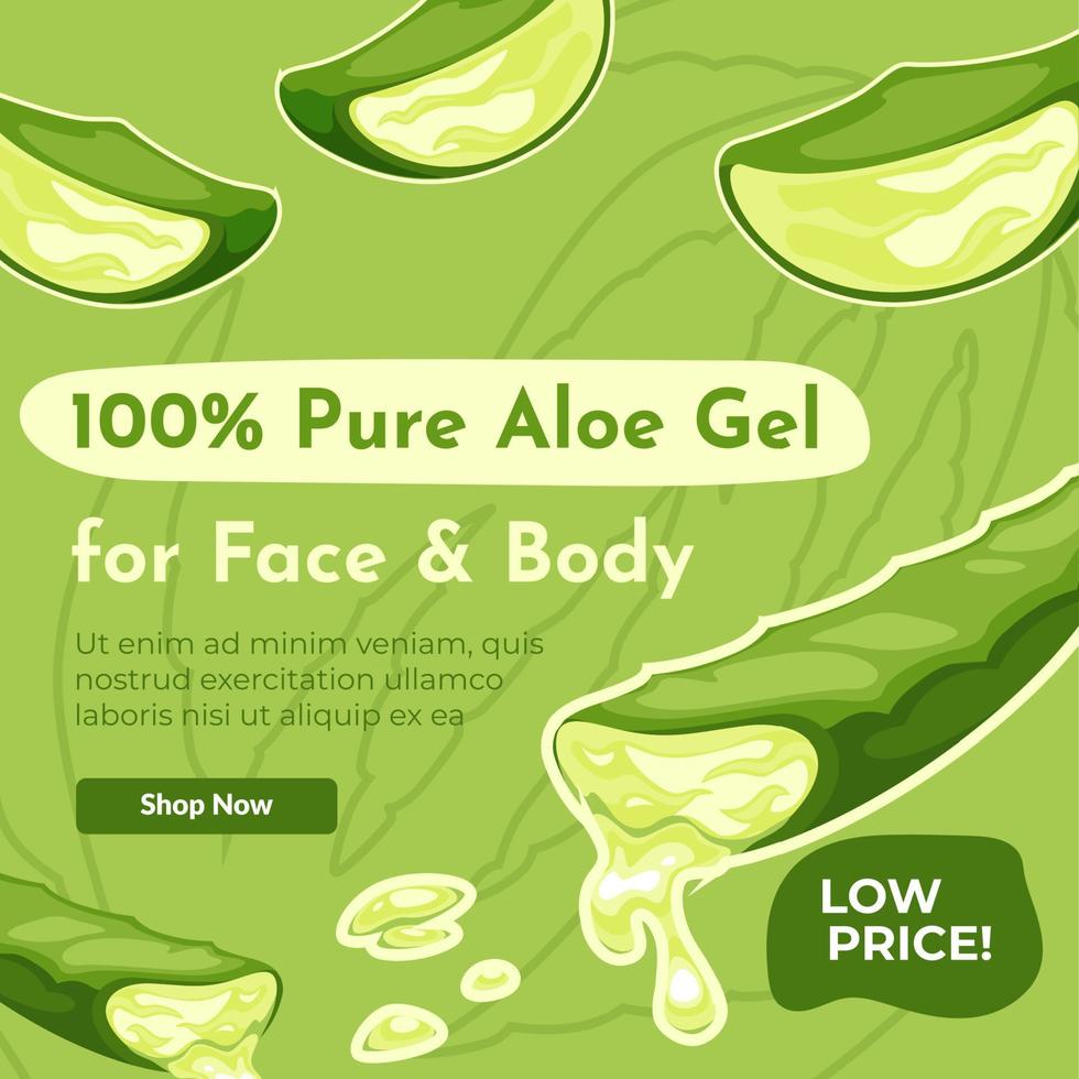 Pure aloe vera gel for face and body website page vector