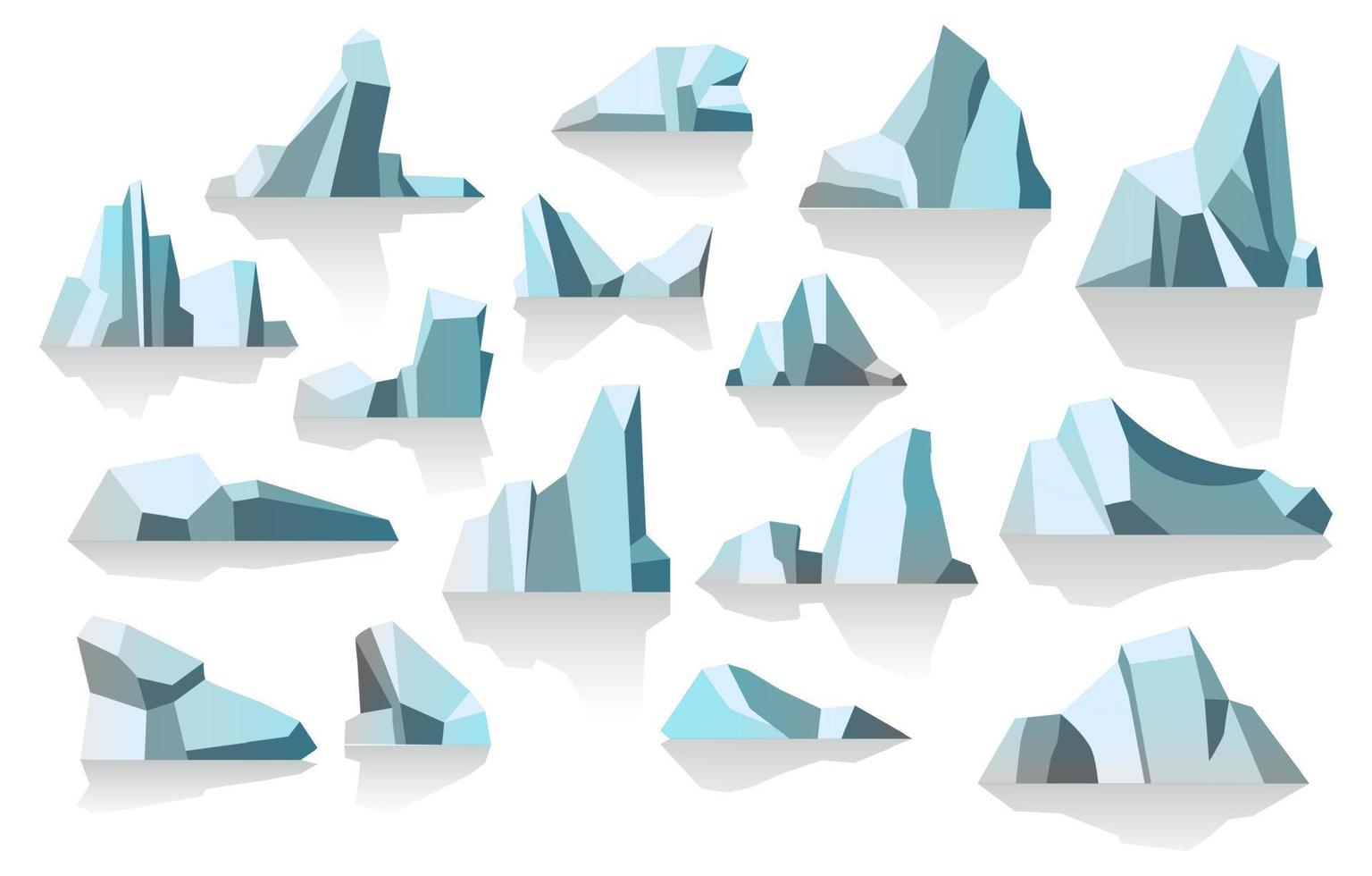 Ice floes, icebergs masses of frozen water vector