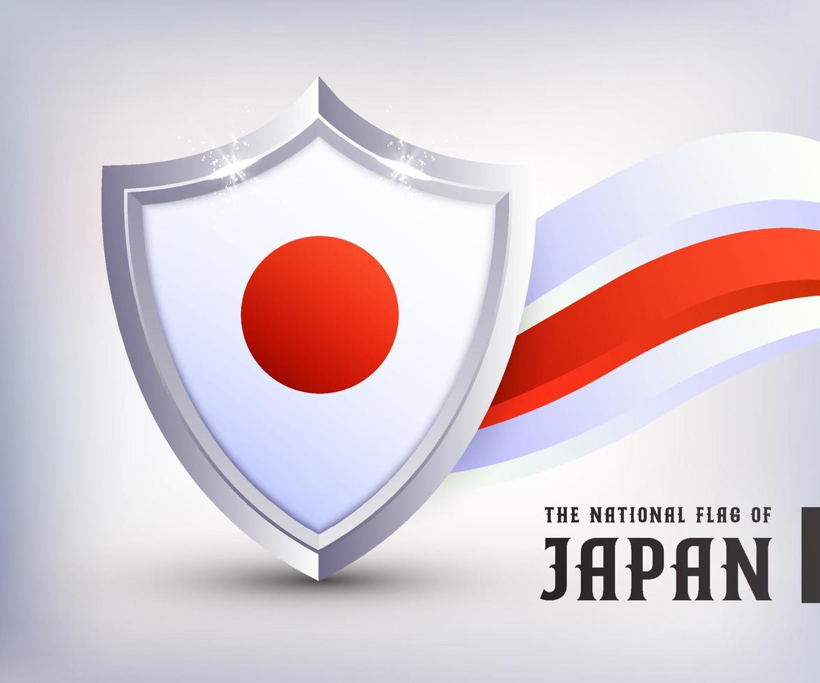 diseño de vector de bandera de escudo de metal de japón. plantilla de diseño de escudo de bandera de japón. diseño de la bandera nacional del día independiente de japón.