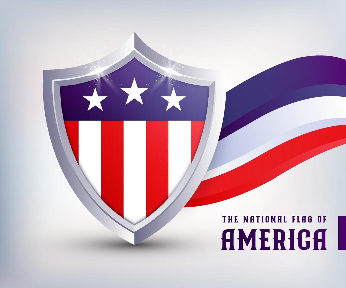 American metal shield flag vector design. American Flag Shield design Template. American independent day national flag design.