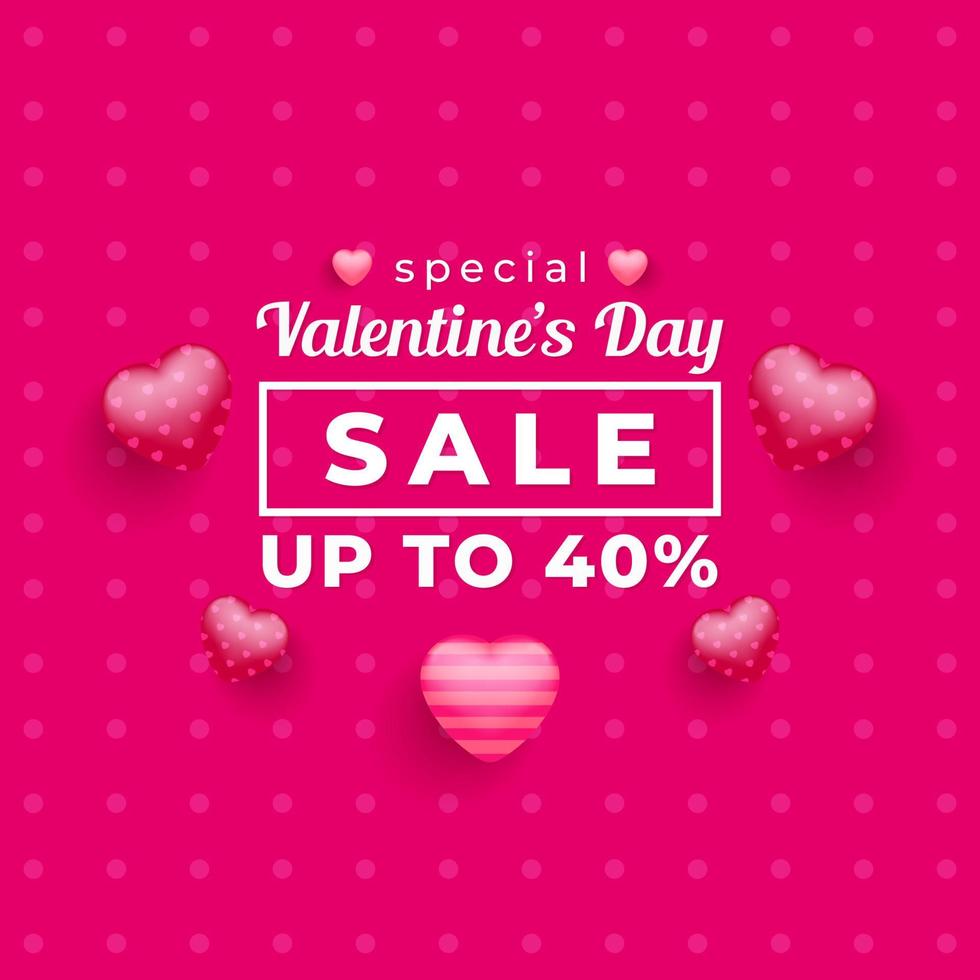 Design for Valentine's Day special off Banner Ad or Social Media Post. 'Happy Valentine's Day Text on Background with Hearts vector