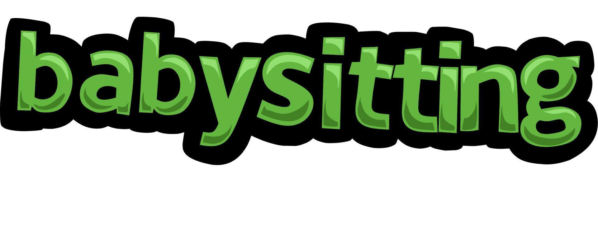 White screen animation video written BABYSITTING vector