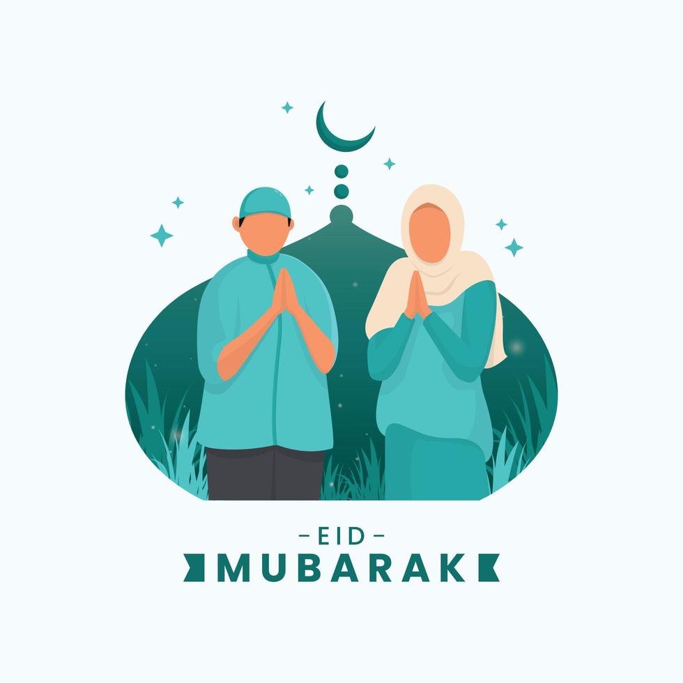 Flat Design Wishes You a Happy Ramadan and Eid. vector