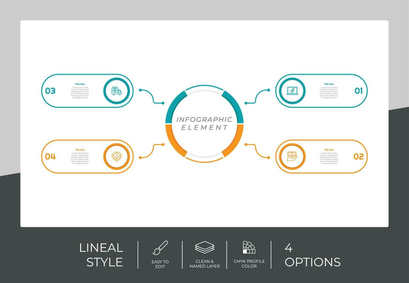 opción de círculo diseño vectorial infográfico con 4 opciones de estilo colorido para fines de presentación.la opción de línea infográfica se puede utilizar para negocios y marketing vector