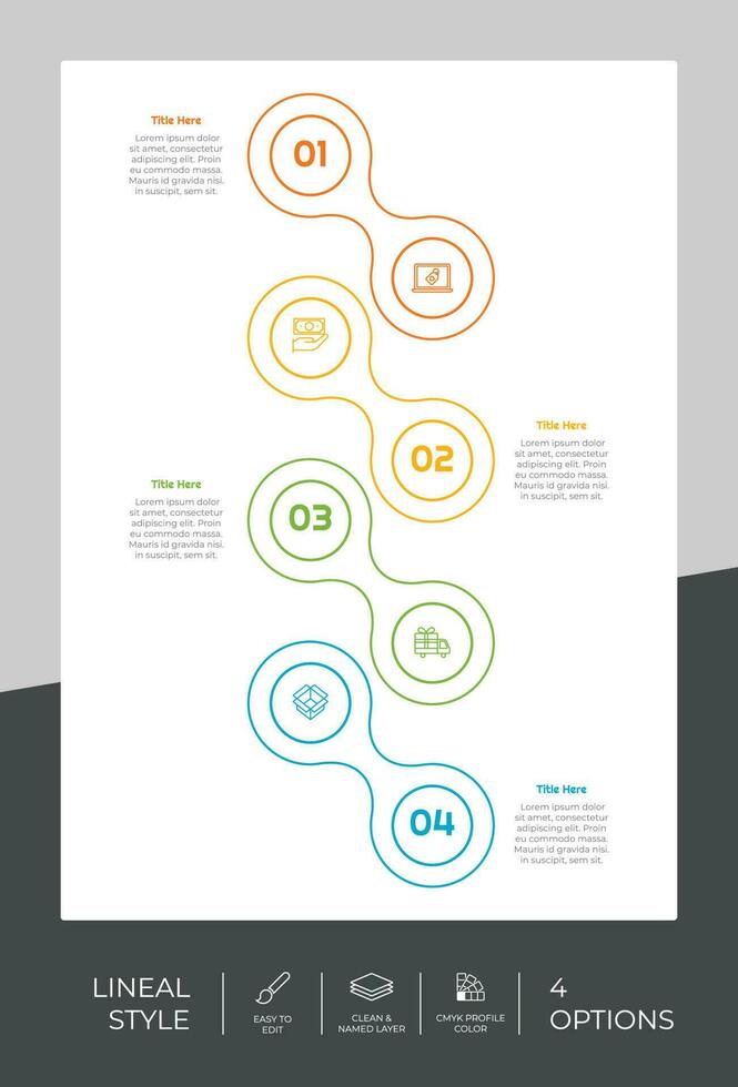 Circle option infographic vector design with 4 options colorful style for presentation purpose.Line option infographic can be used for business and marketing