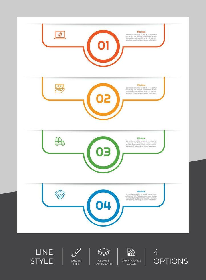 Workflow infographic vector design with 4 steps and line design. Step infographic can be used for presentation, annual report, business purpose.