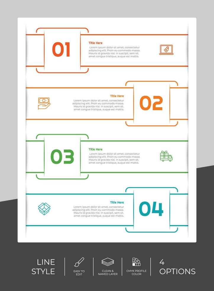 El diseño de vectores infográficos con 4 opciones se puede utilizar para el flujo de trabajo, la presentación y el propósito comercial.