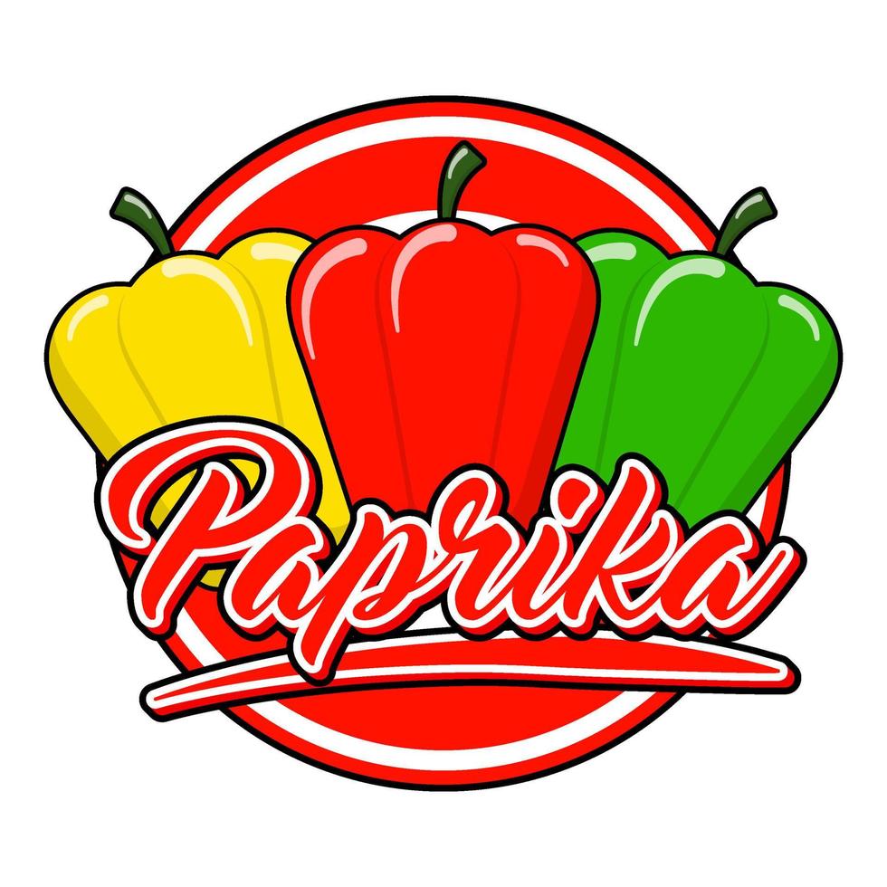 paprika peppers food logo brand product cartoon style vector illustration grocery store editable text