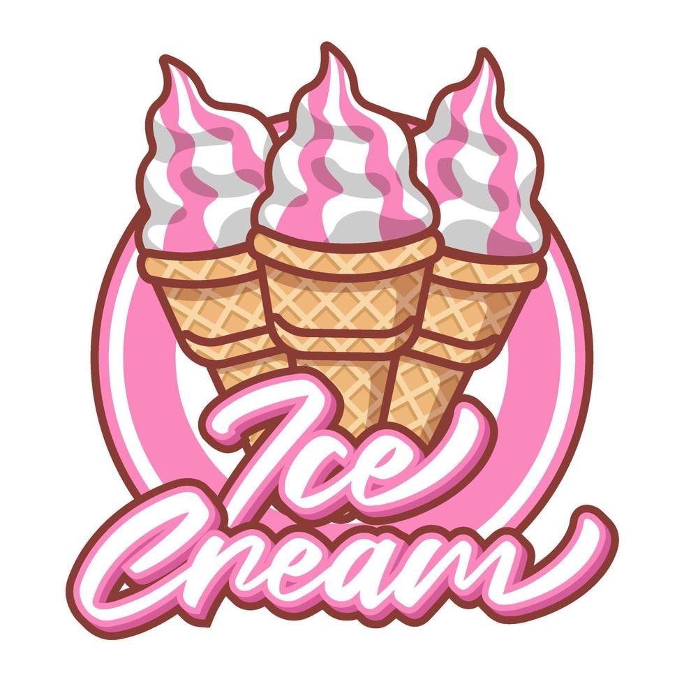 ice cream food logo brand product cartoon style vector illustration grocery store editable text