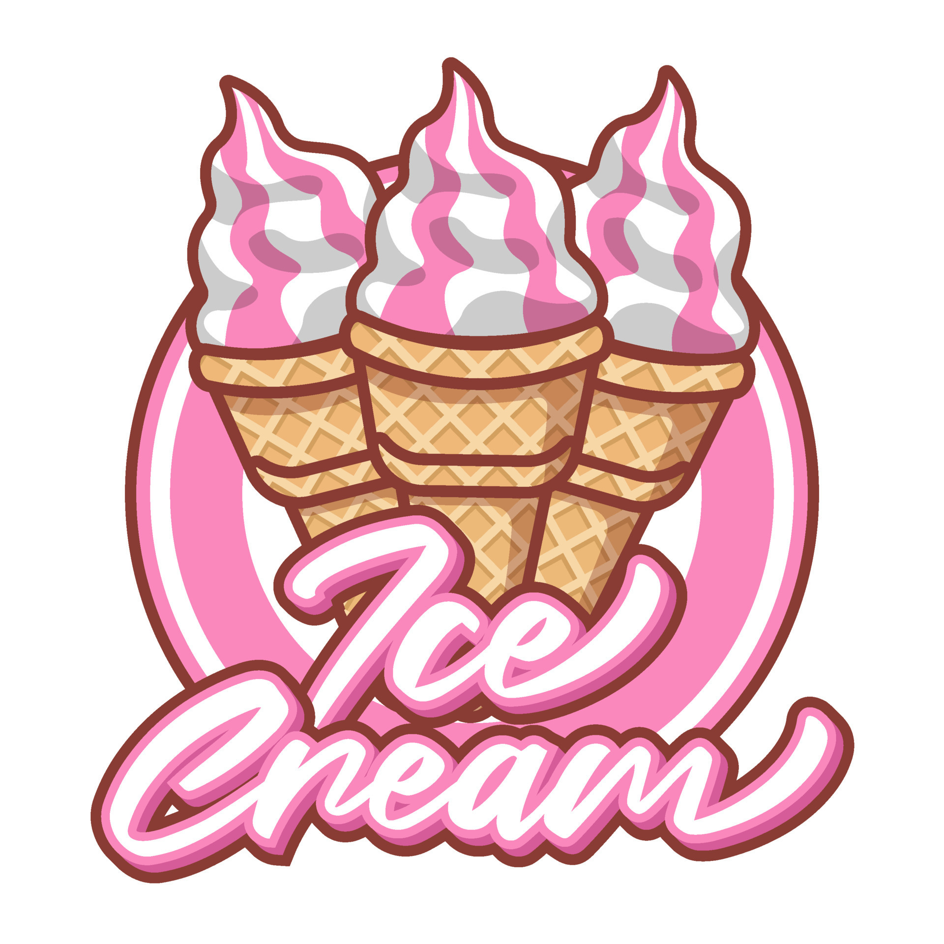 ice cream food logo brand product cartoon style vector illustration grocery  store editable text 17734656 Vector Art at Vecteezy