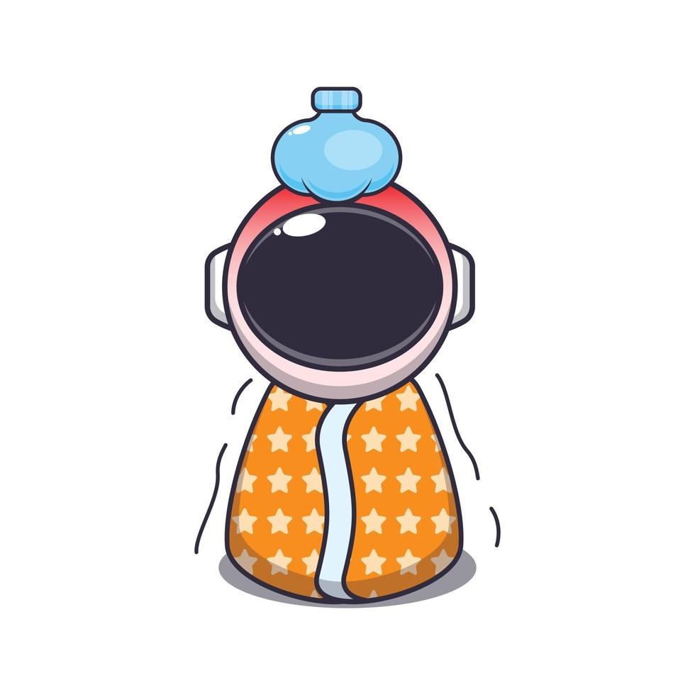 Cute astronaut is sick cartoon vector illustration. Vector cartoon Illustration suitable for poster, brochure, web, mascot, sticker, logo and icon.