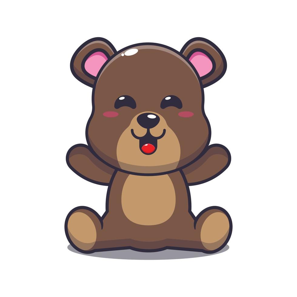 Cute sit bear cartoon vector illustration. Vector cartoon Illustration suitable for poster, brochure, web, mascot, sticker, logo and icon.