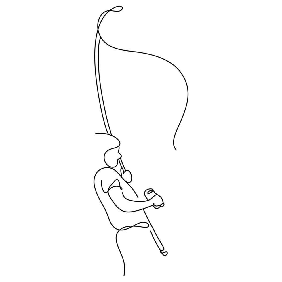 Fishing one line art minimalist. isolated white. suitable for pillows, wall art, t-shirts, etc. vector illustration