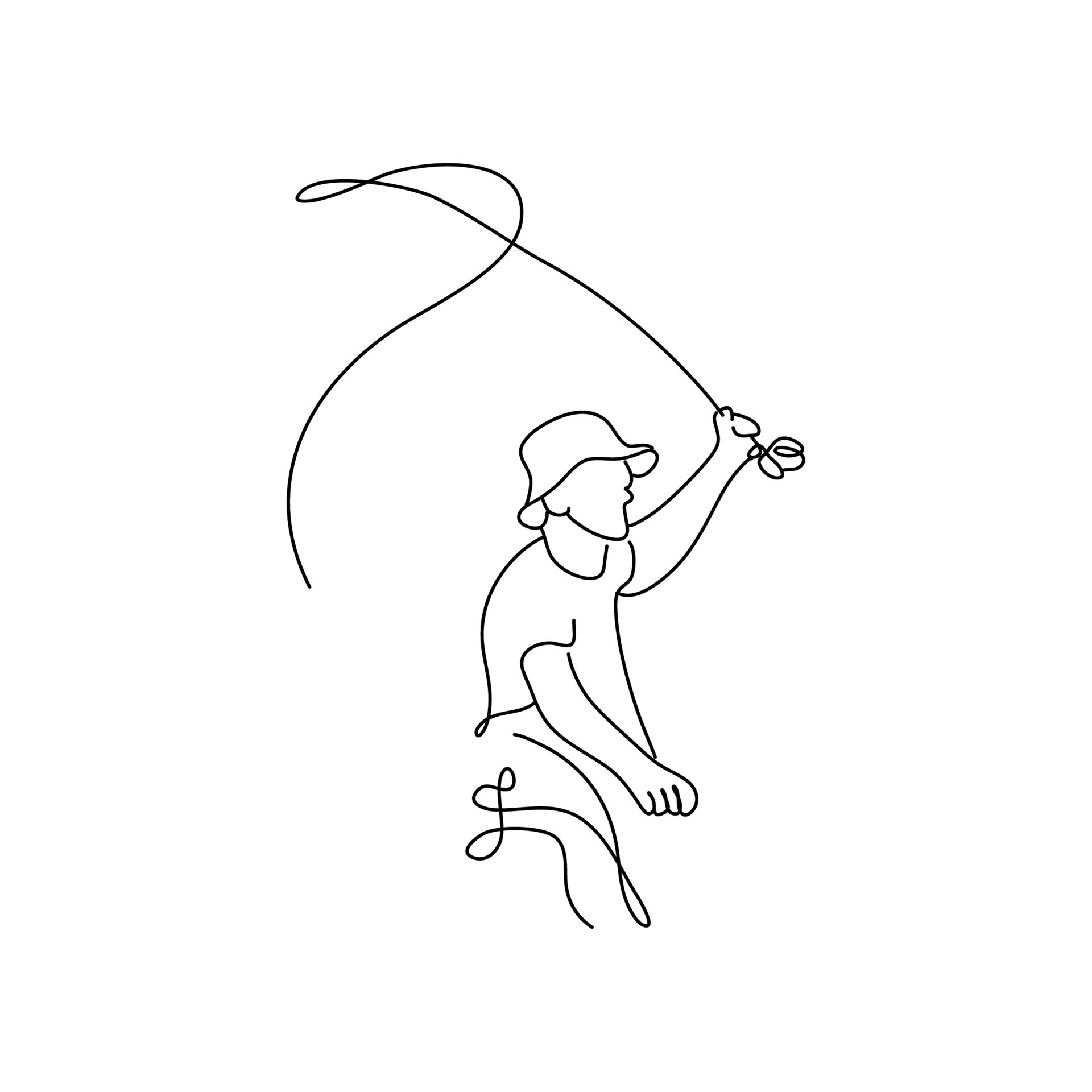 Fishing one line art minimalist. isolated white. suitable for