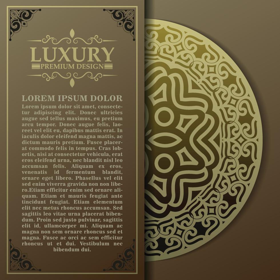 Luxury mandala decorative card in gold color vector