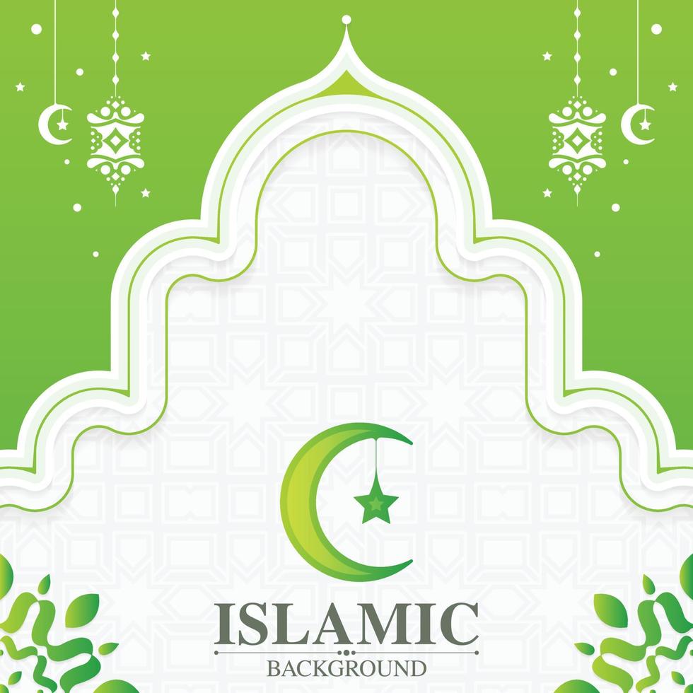 green ramadan kareem arabic background mandala style vector