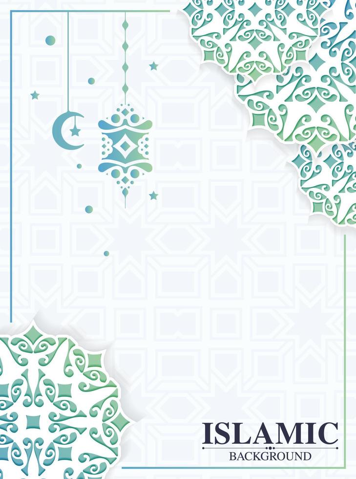 colorful ramadan kareem arabic background with mandala style vector