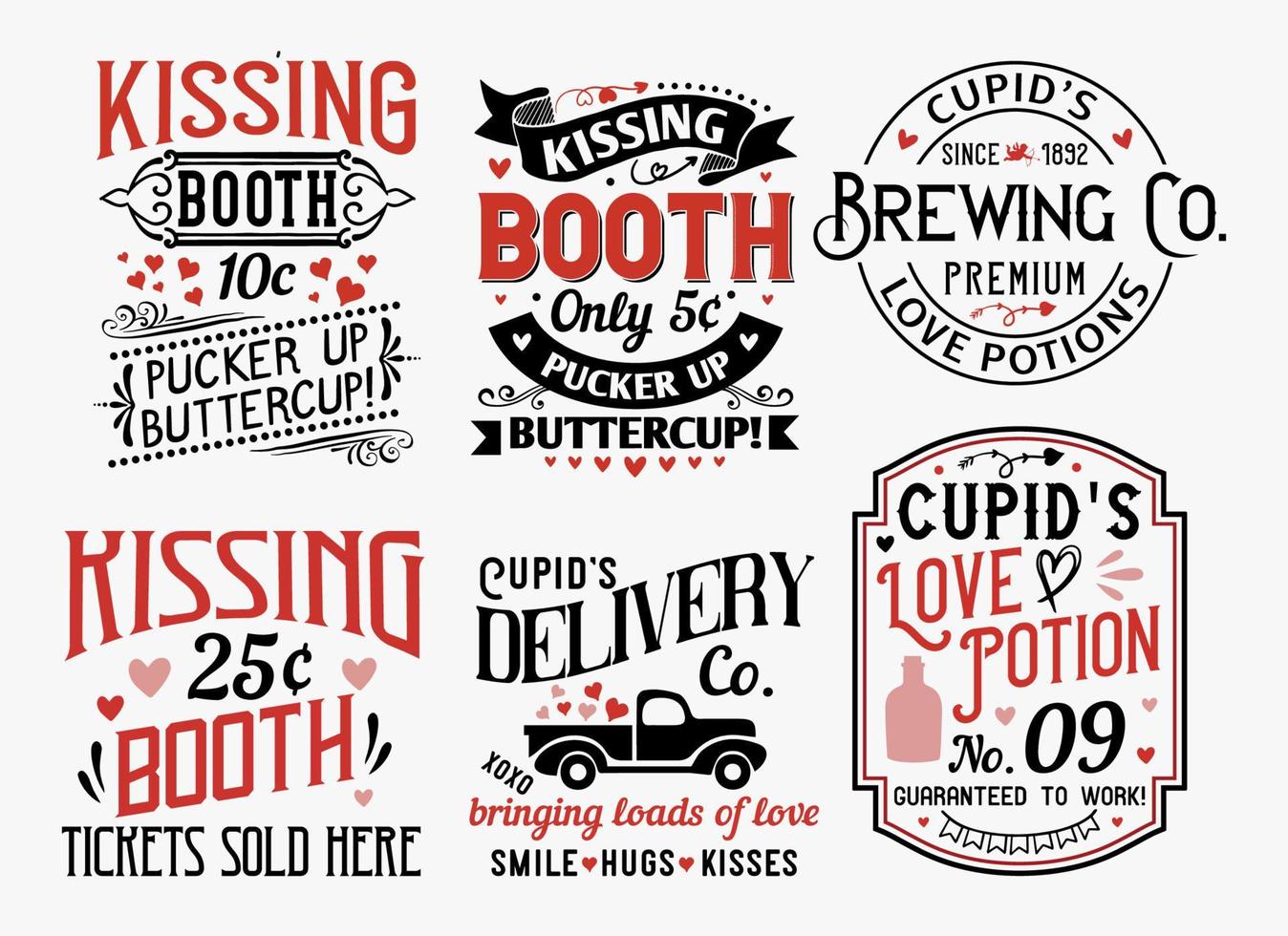 Vintage Valentine Typography design For Print and Cut Vector EPS