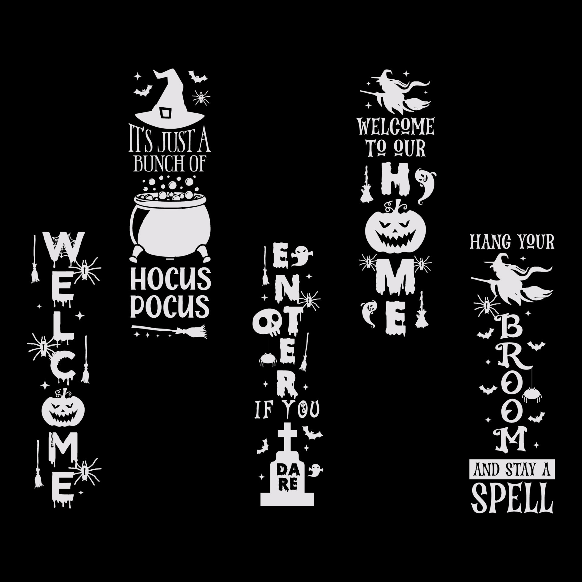 Halloween Porch Sign Bundle 17734868 Vector Art at Vecteezy