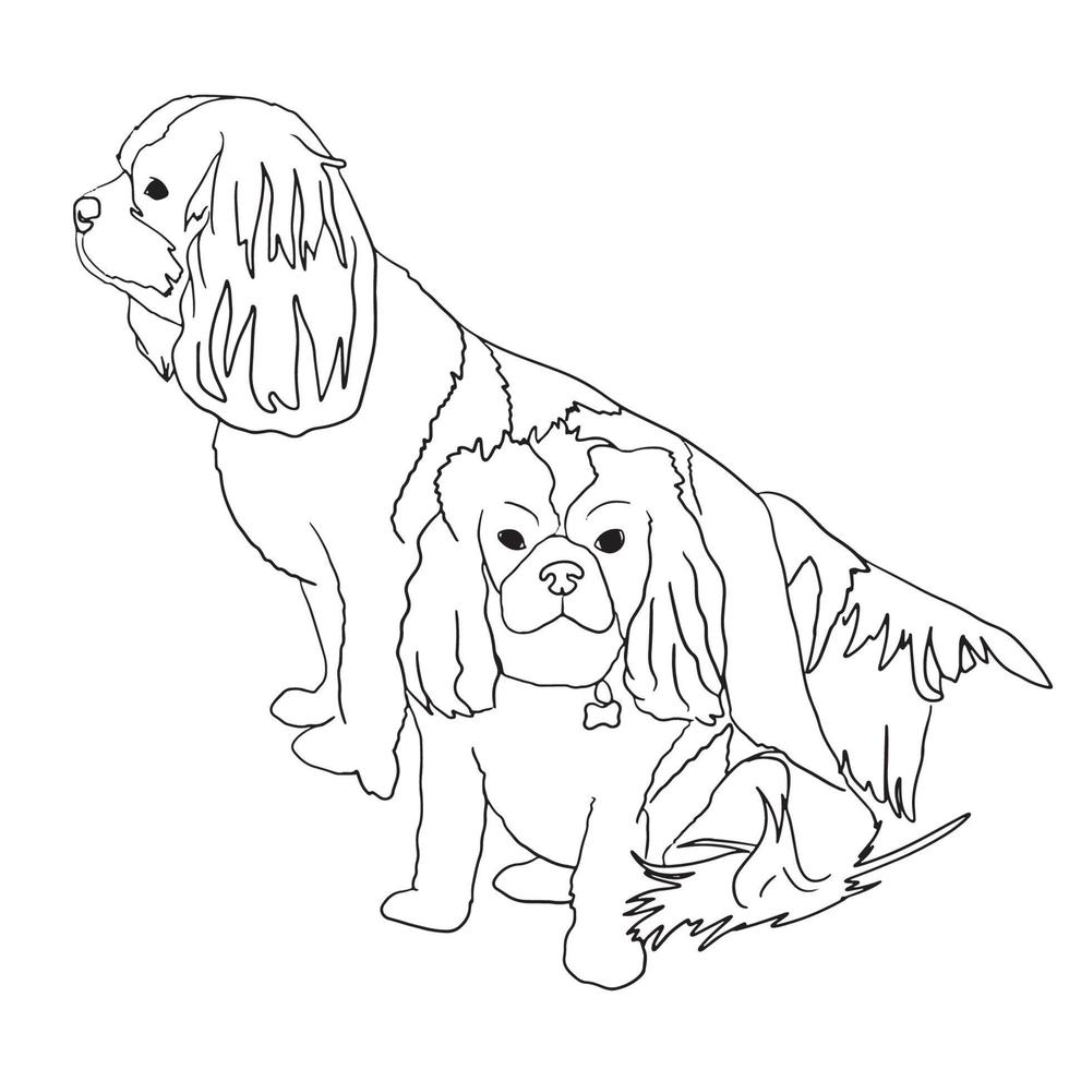 Dog Line Art, Puppies Sketch, Outline Drawing, Animal illustration, Black White Lines, Graphic Vector Pets