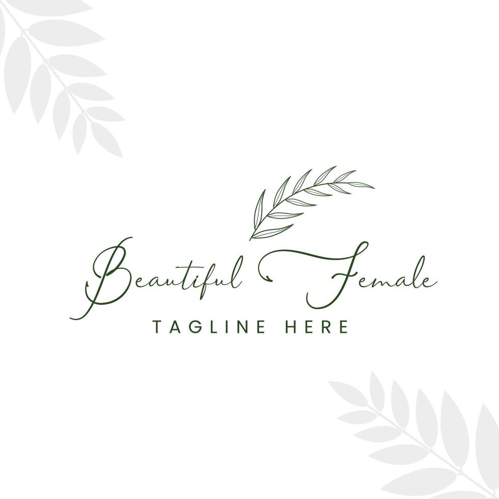 Botanical Boho Floral element Hand Drawn line art  Logo with Wild Flower and Leaves. Logo for spa and beauty salon, boutique, organic shop, cosmetic, yoga, interior, photography, baby shop, wedding. vector