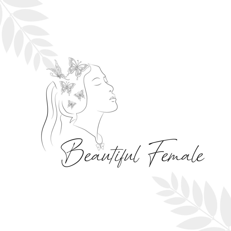 Botanical Boho Floral element Hand Drawn line art  Logo with Wild Flower and Leaves. Logo for spa and beauty salon, boutique, organic shop, cosmetic, yoga, interior, photography, baby shop, wedding. vector