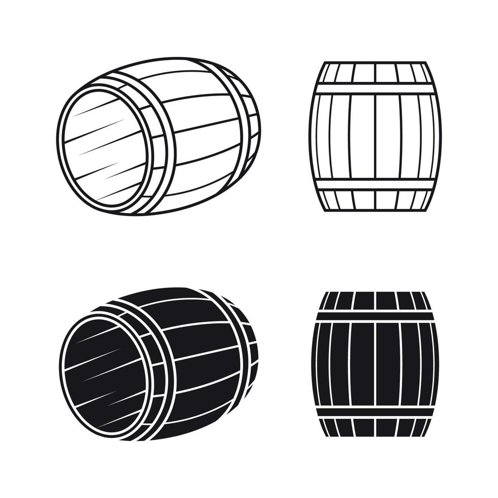 Wooden barrel set vector