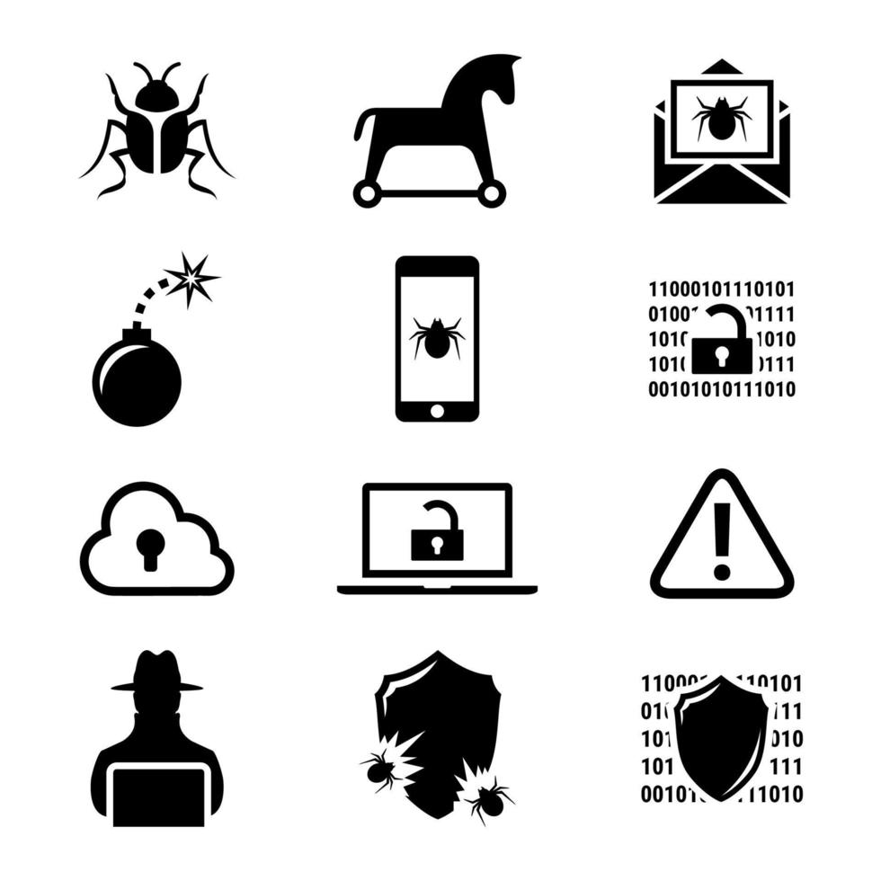 iconos de línea de virus vector