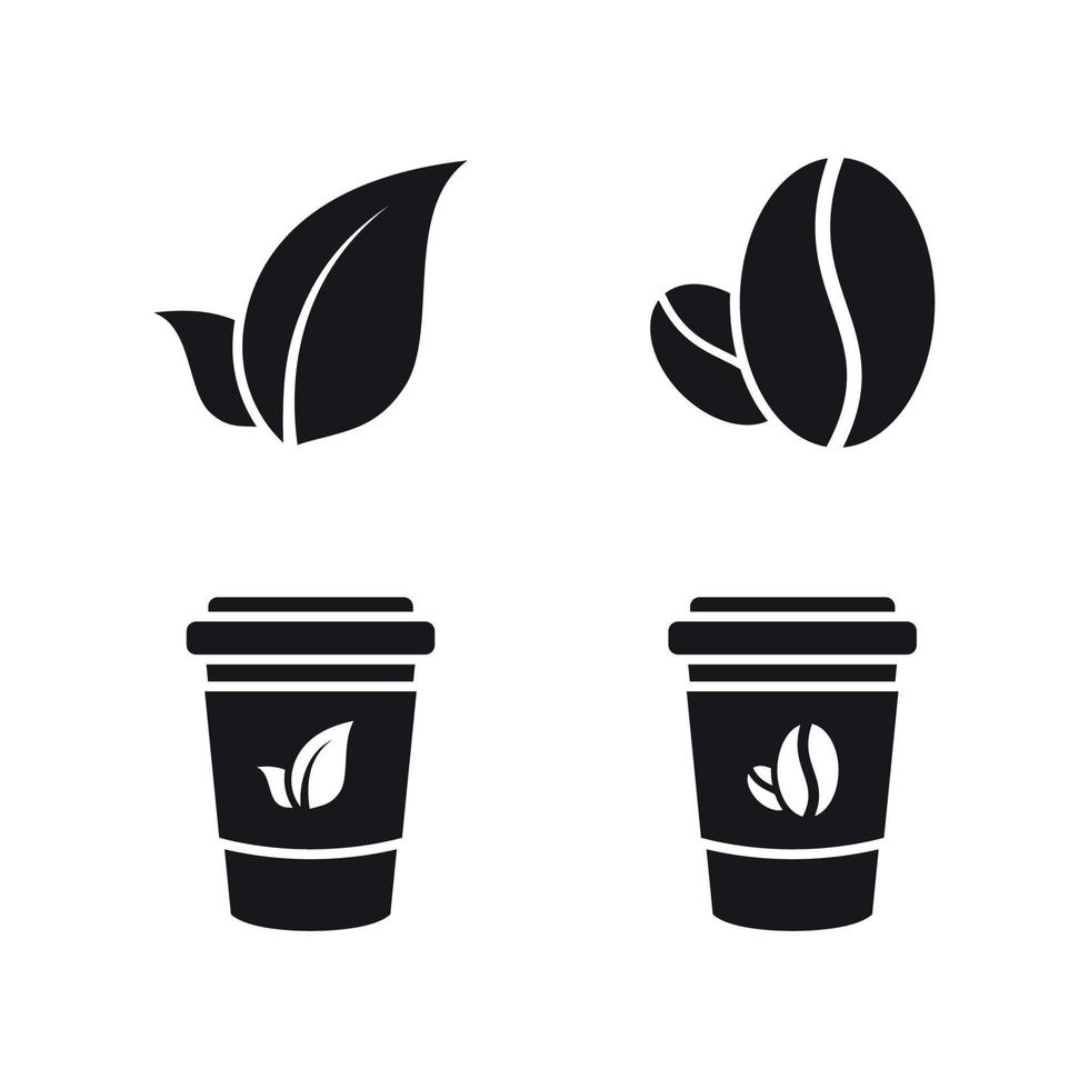 Four Coffee and tea black web icons set vector