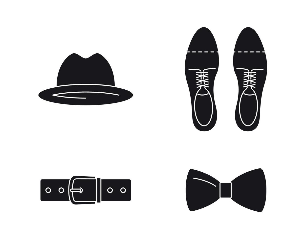 conjunto de iconos de web negro de accesorios de cuatro hombres vector