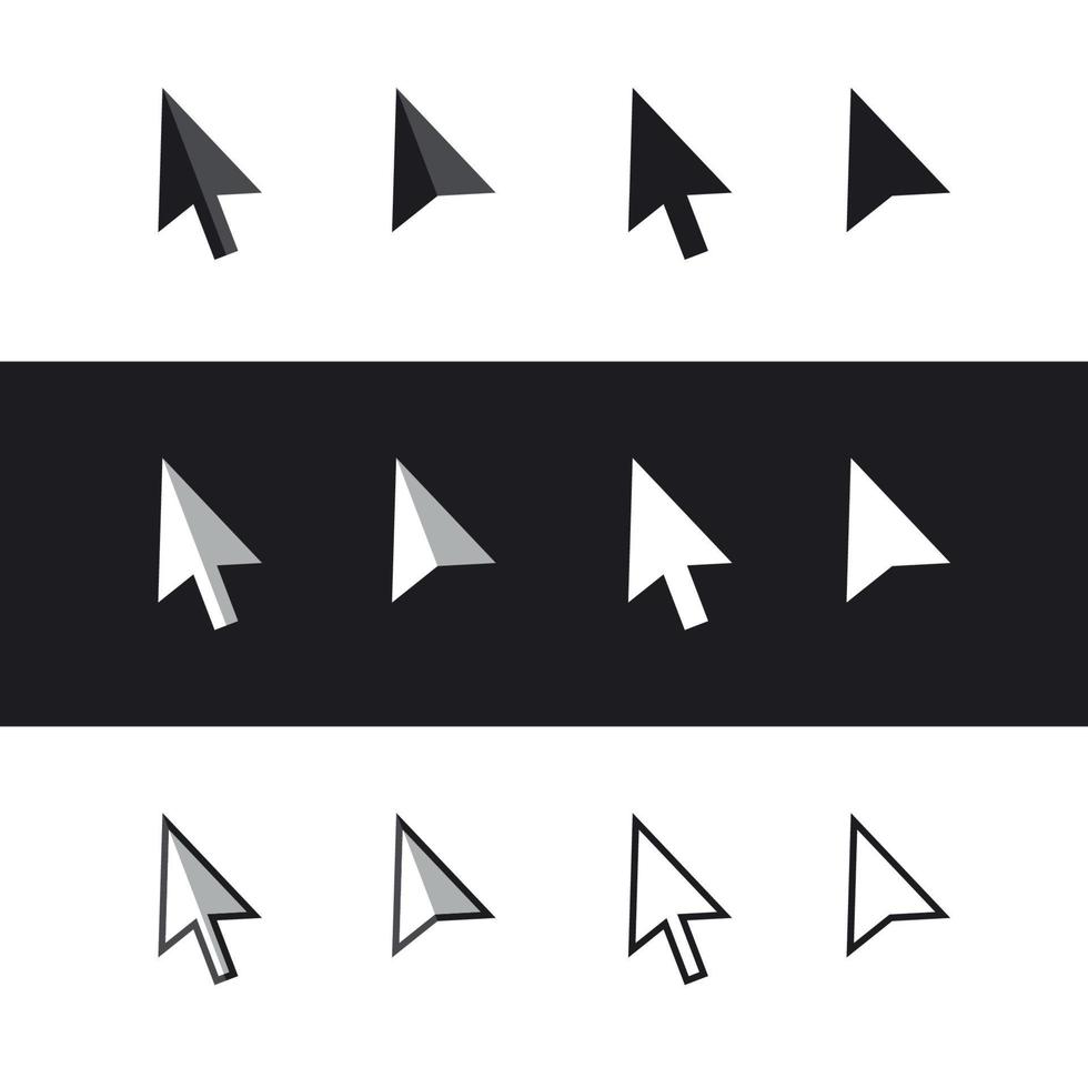 arrow cursors symbol icons, on a black and white background vector