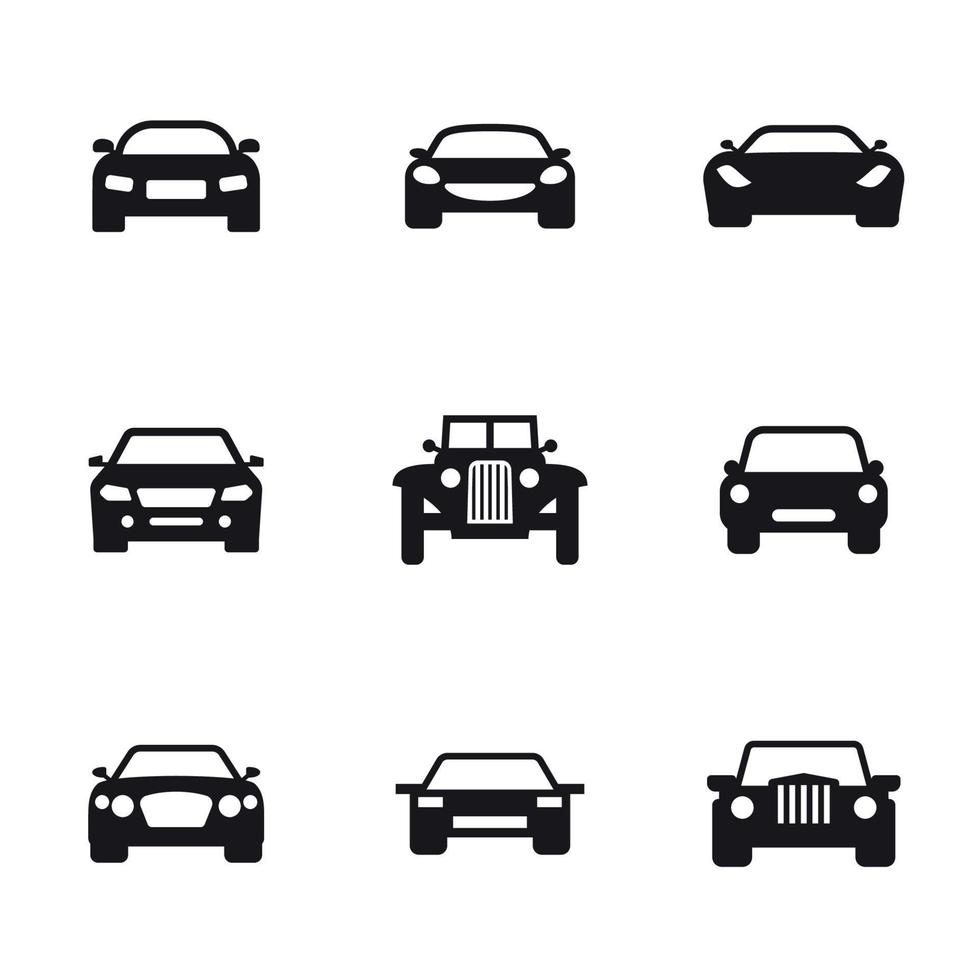 conjunto de iconos de coche. Negro sobre un fondo blanco vector