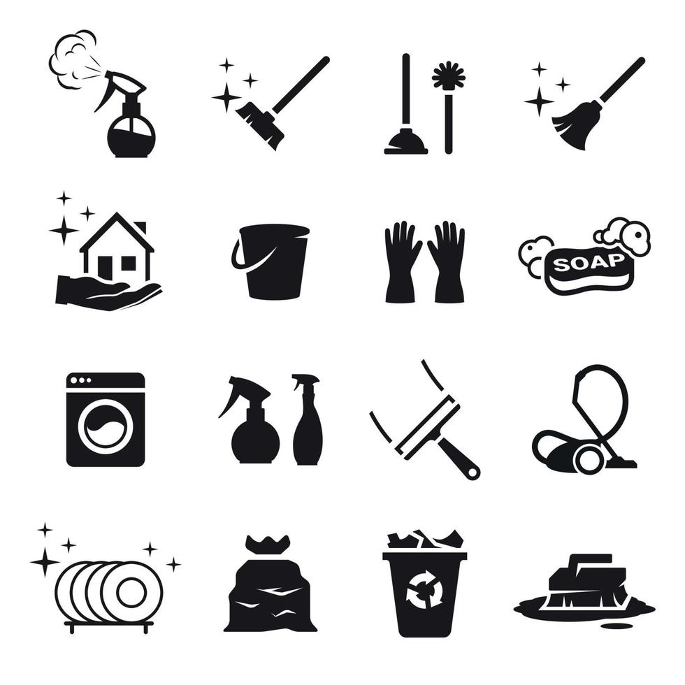 Clean icons set. Black on a white background vector