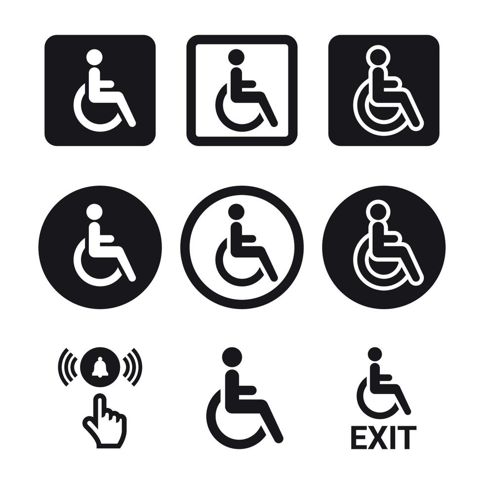 Disabled icons set. Black and white signs vector