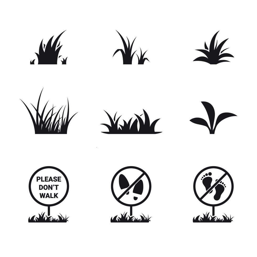 conjunto de iconos de hierba. Negro sobre un fondo blanco vector
