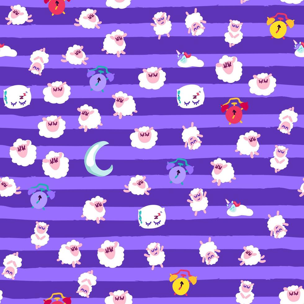 Night rest, bedtime vector seamless pattern