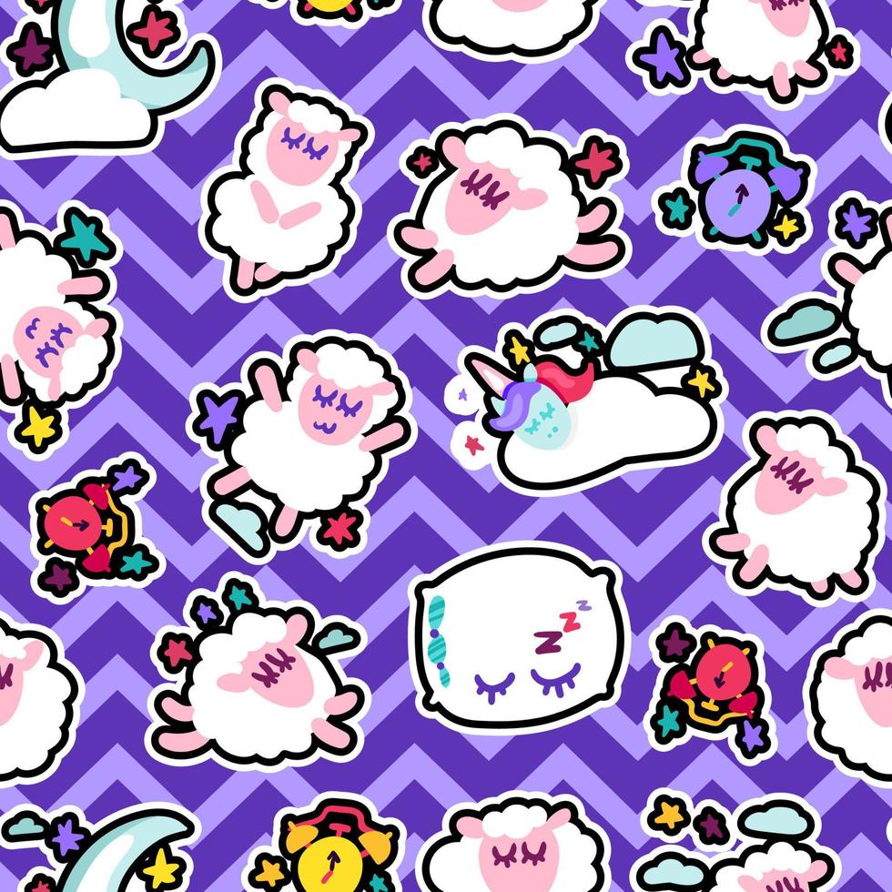 Night rest, bedtime vector seamless pattern