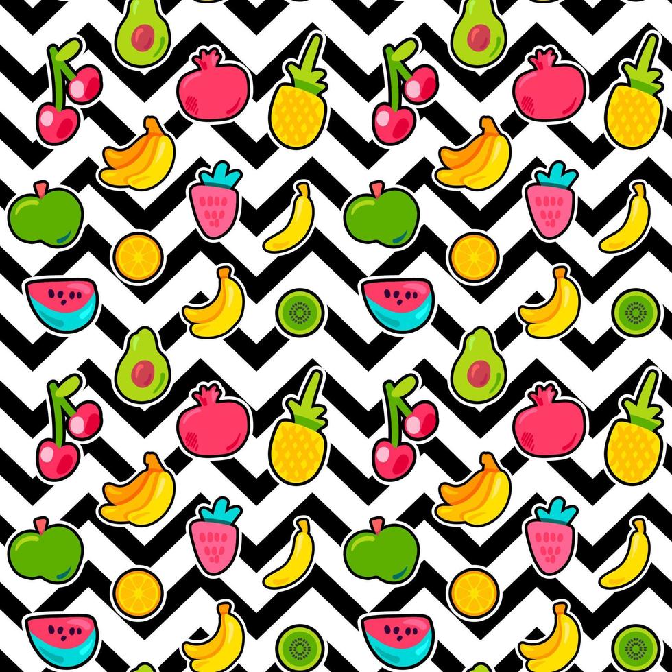 Painted Berries Summer Fruits Mix Seamless Pattern vector