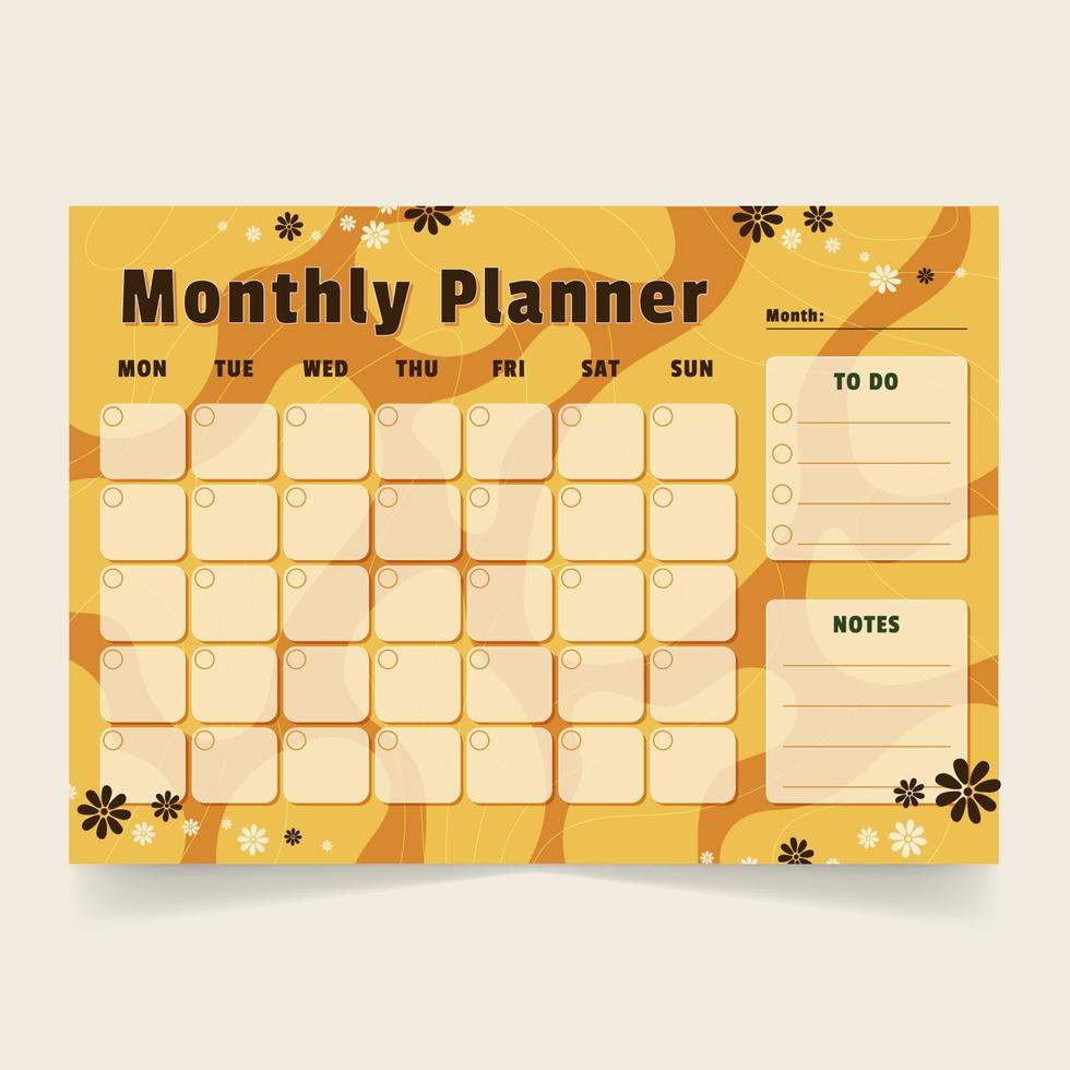 Hand Drawn Monthly Planner Template vector