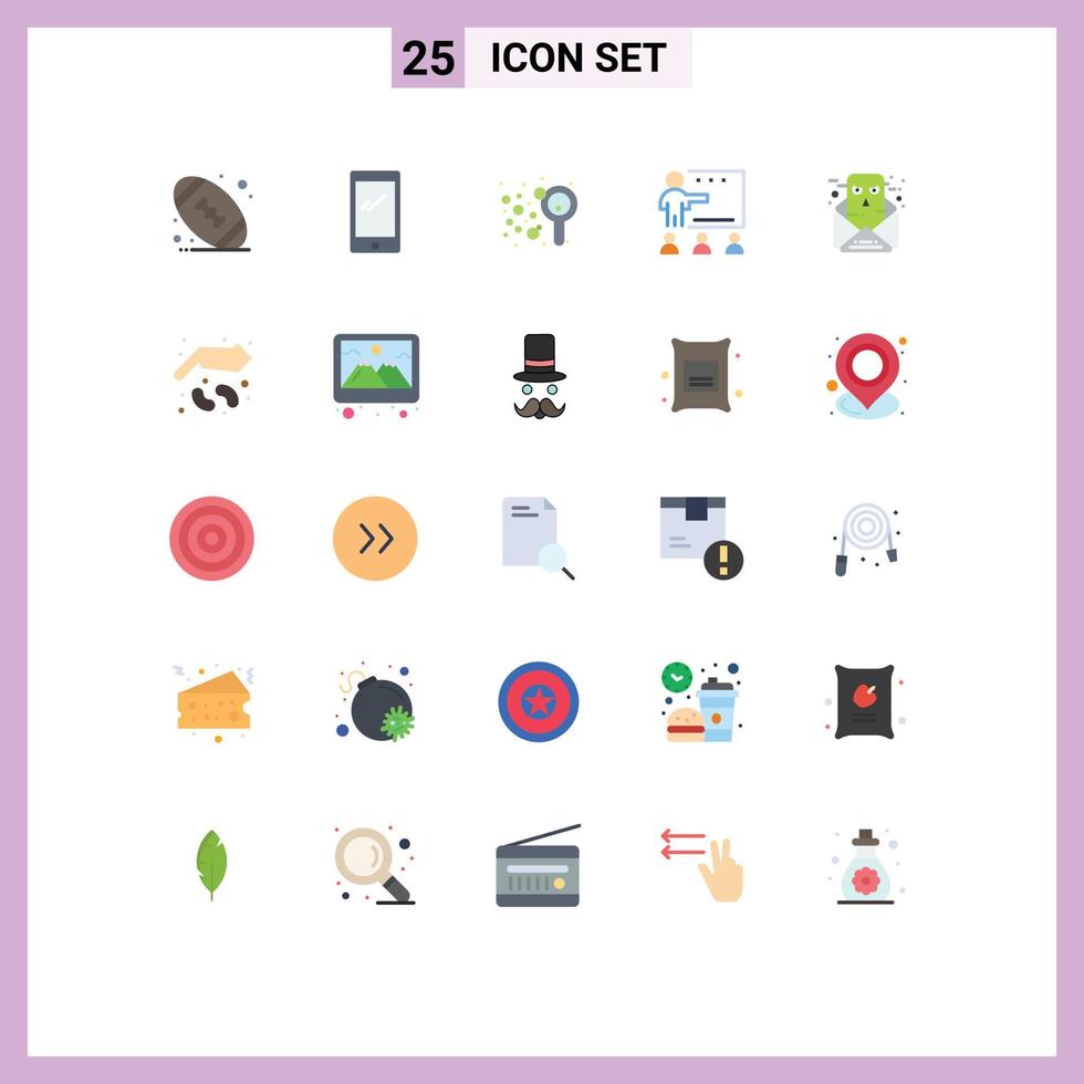 25 User Interface Flat Color Pack of modern Signs and Symbols of chat school blow people class Editable Vector Design Elements