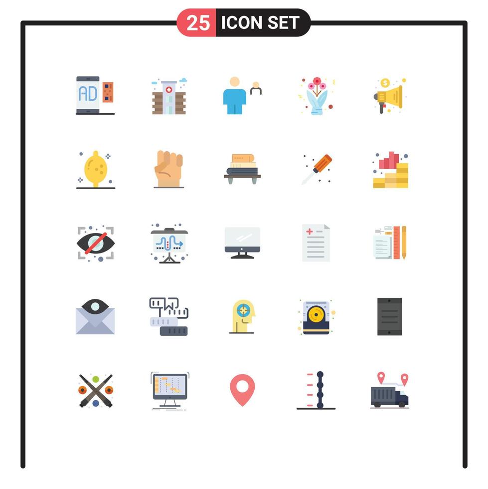 Pictogram Set of 25 Simple Flat Colors of advertising present avatar flowers person Editable Vector Design Elements