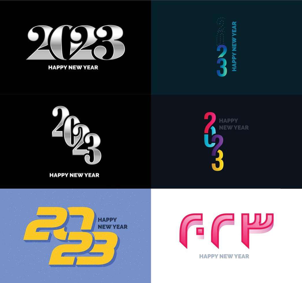 Big Collection of 2023 Happy New Year symbols Cover of business diary for 2023 with wishes vector